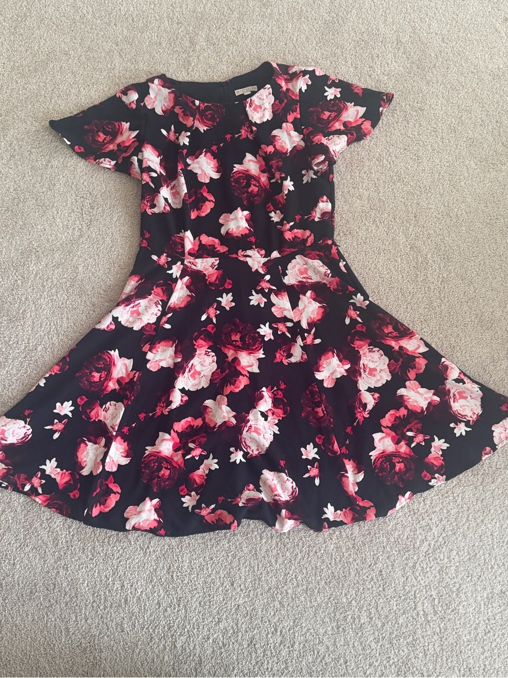 Eva Mendes for New York and Company Black Floral Fit-and-Flare Dress